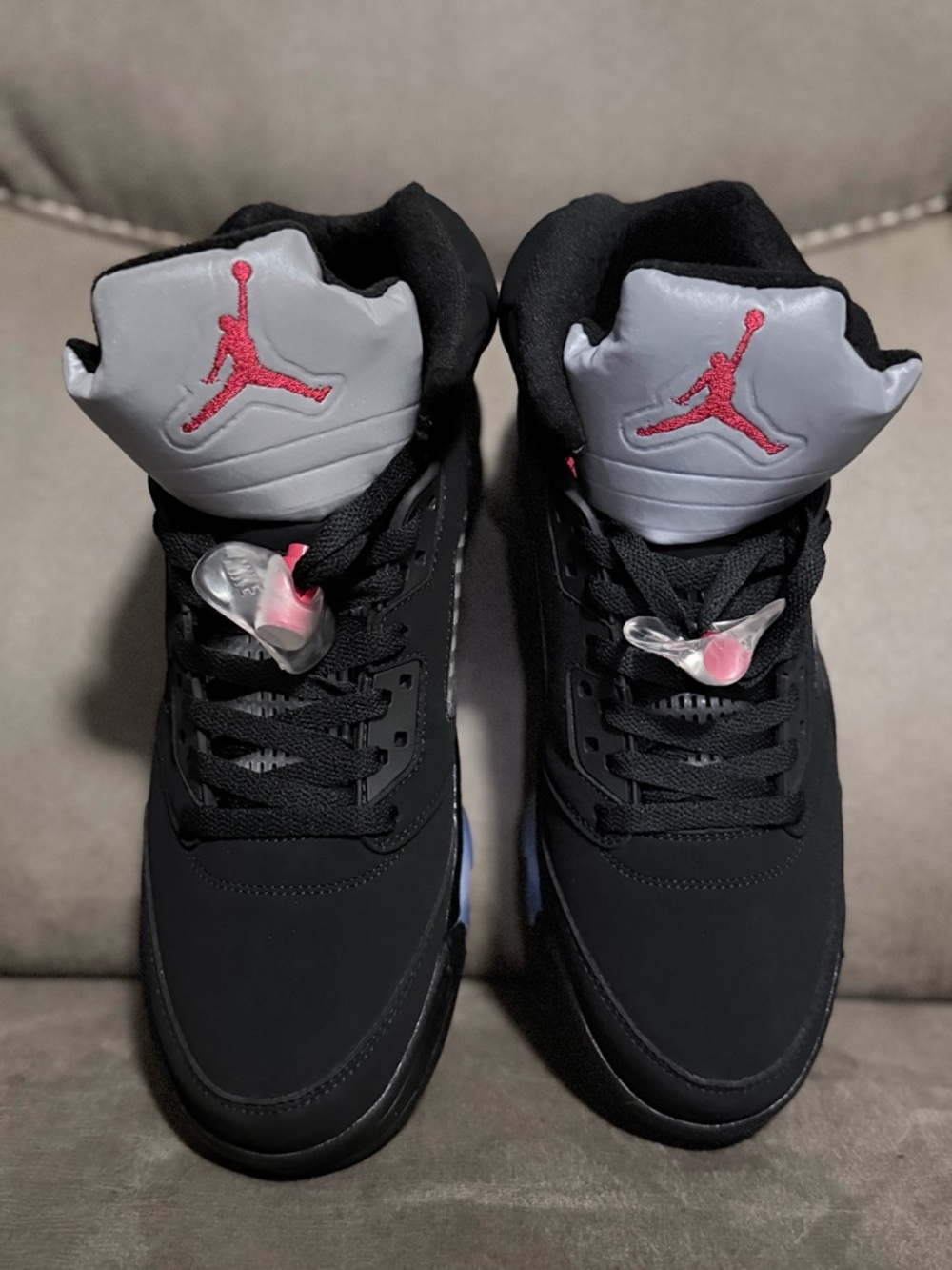 Jordan Black and Pink Retro High-Top Sneakers
